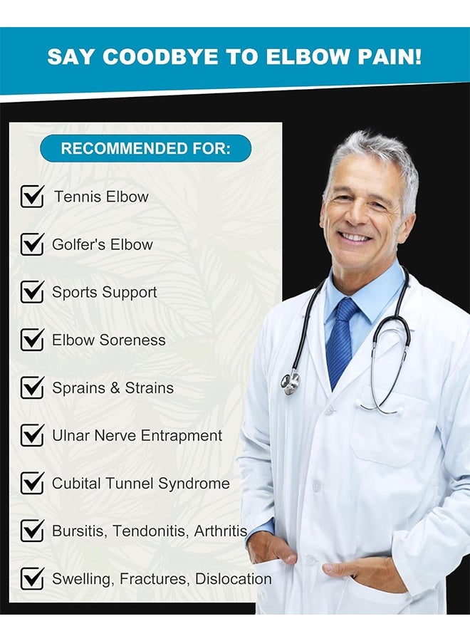 Elbow Support Brace with Strap - Elbow Compression Sleeve, Tennis Elbow Brace for Men Women Elbow Pads Soothing Joint Discomfort for Weightlifting Workouts Arm Brace Blue (Medium) - Image 3